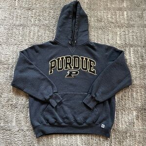 Russell Athletic Dark Gray Purdue Hoodie with Gold Accent